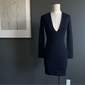 Bec + Bridge Navy Long-Sleeve Deep V Mini Dress – Size 2